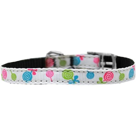 PET PAL Lollipops Nylon Dog Collar with Classic Buckle 0.37 in.White Size 8 PE765699